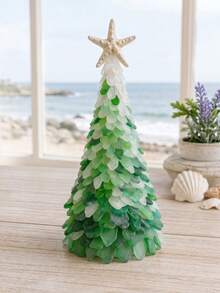 1pc Sea Glass Christmas Tree Set, Sea Glass Christmas Tree Series Set, Desktop Decoration Set, Holiday Style Decor, Handmade Craft, Christmas Theme Creative Gift - Multiple Styles - View 11