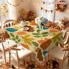 1/2pcs Autumn Tablecloth, Autumn Maple Leaf Plaid Polyester Tablecloth Suitable For Dining Table, Kitchen, Coffee Table, Picnic, Camping, Country Farmhouse Decor, Thanksgiving Holiday Tabletop Protection And Beautification - Multicolor - View 12
