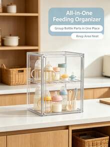 Clear Acrylic Storage Box For Baby Feeding Supplies, 1/2/3/4-Tier Stackable Organizer, Nursery Container For Bottle & Feeding Accessories - Clear - View 3