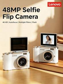 Lenovo Kamera Digital Retro Putih Mutiara | 48MP + Perekaman 4K HD, Lampu Pengisi Terintegrasi + Layar Lipat Selfie, Abadikan Suasana Menakjubkan dalam Foto Anda - View 5