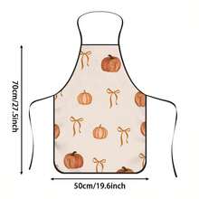 1pc Autumn Pumpkin Bow Print Apron, Featuring Vintage Small Pumpkin And Orange Ribbon Bow Pattern, Durable Cooking Apron Suitable For Bakers, Cake Decorators, BBQ Enthusiasts, Gardeners, Painters, Nail Artists - Perfect Gift For Home And Professional Chefs - Apricot - View 13