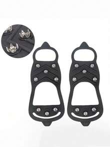1 Pair Crampons Ice Grippers For Shoes, 5/8 Studs Portable Snow Cleats Accessories, Elastic Anti-Slip Boot Spikes For Daily Walking & Commuting - Multicolor - View 8