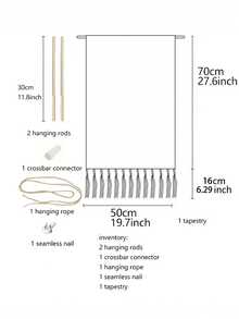 1PC Long Linen Vintage Tapestry With Tassels, Vertical Wall Hanging Decor, Flower Print. Perfect For Living Room, Bedroom, Office, Party And More Occasions. - Multicolor - View 6