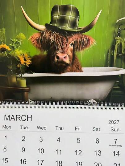 Wall Calendar Highland Cow Series 12 Beautiful Designs 2027 Monthly Planner Scheduling Display Perfect Gift For Birthdays