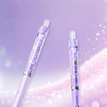 Butterfly Purple Quiet Click Neutral Pen, High Aesthetic, Smooth Writing ST Tip, Black Ink Water Pen For Exam Practice And Signing - Multicolor - View 3