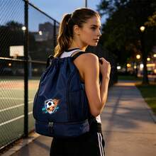 1pc Multi-Color Drawstring Cinch Bag, Simple Drawstring Closure Design, Sports Storage Bag For Football Basketball, Unisex Sports Cycling Swimming Yoga Storage Backpack, Student Backpack - Sports Backpack - View 5