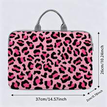 4-Color Leopard Print Laptop Bag/Briefcase - Made Of Soft Fabric, Compatible With Various Laptop And Tablet Devices, Equipped With External Zipper Pocket And Fixed Handle, Large Capacity Storage, Combines Protection And Portability, Suitable For Work, Study And Travel, Essential For Daily Commute - Grey - View 4