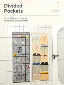 Multi-Pocket Hanging Storage Bag For Behind Door, Transparent Mesh Large Capacity, Adjustable Hanging Strap, Entryway Bathroom Shoe & Miscellaneous Item Organizer - View 9