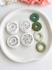 Round Cutters Clay Cutters For Earrings, Minimalist Acrylic Polymer Clay Earring Cutter Mold, Floral Patterns Small Shape, Jewelry Making Supplies - White - View 2