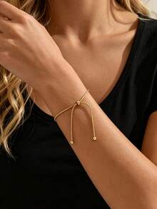 1pc Women's Fashion Adjustable Snake Chain Stainless Steel Bracelet, Delicate Multifunctional Accessory, Suitable For Daily Wear Or Holiday Occasions - Gold - View 5