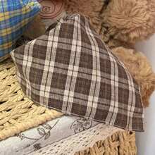 1pc Plaid Pet Triangle Bandana, Suitable For Dogs And Cats, Cute Triangle Collar, Adjustable Soft Pet Scarf, Fit For Small And Medium Dogs, Daily Dog Walking And Photo Accessory - Camel - View 8