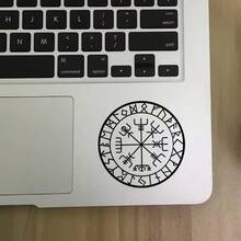 Viking Skyddande Run Vegvisir Kompass Amulett Röd Vinylklistermärken Bildekoration, Avtagbar Laptop Vinylklistermärken, Lämplig För Apple - 1PC - Visa 5