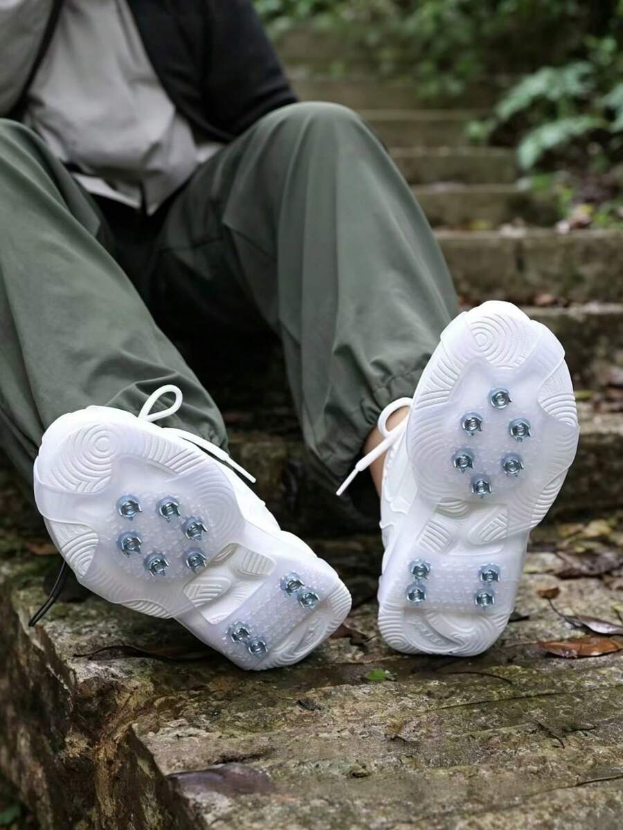 2ocs 10-Stud Anti-Slip Ice Cleats With Cross Straps, Portable Traction Shoe Grips For Winter Walking, Casual Hiking & Snow - Multicolor - View 1