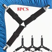 Adjustable Elastic Bed Sheet Fastener Set - Woven Bed Sheet Holder, Keeps Bed Sheet Taut - Hand Wash Only Non-Slip Clips, Suitable For Mattresses, Sofas And Tablecloths - Universal Bed Sheet Clips, Triangular Bed Sheet Fasteners, Bed Sheet Clips, Adjustable Bed Sheet Suspenders, Mattress Clips, Suitable For Mattress Covers - Multicolor - View 7