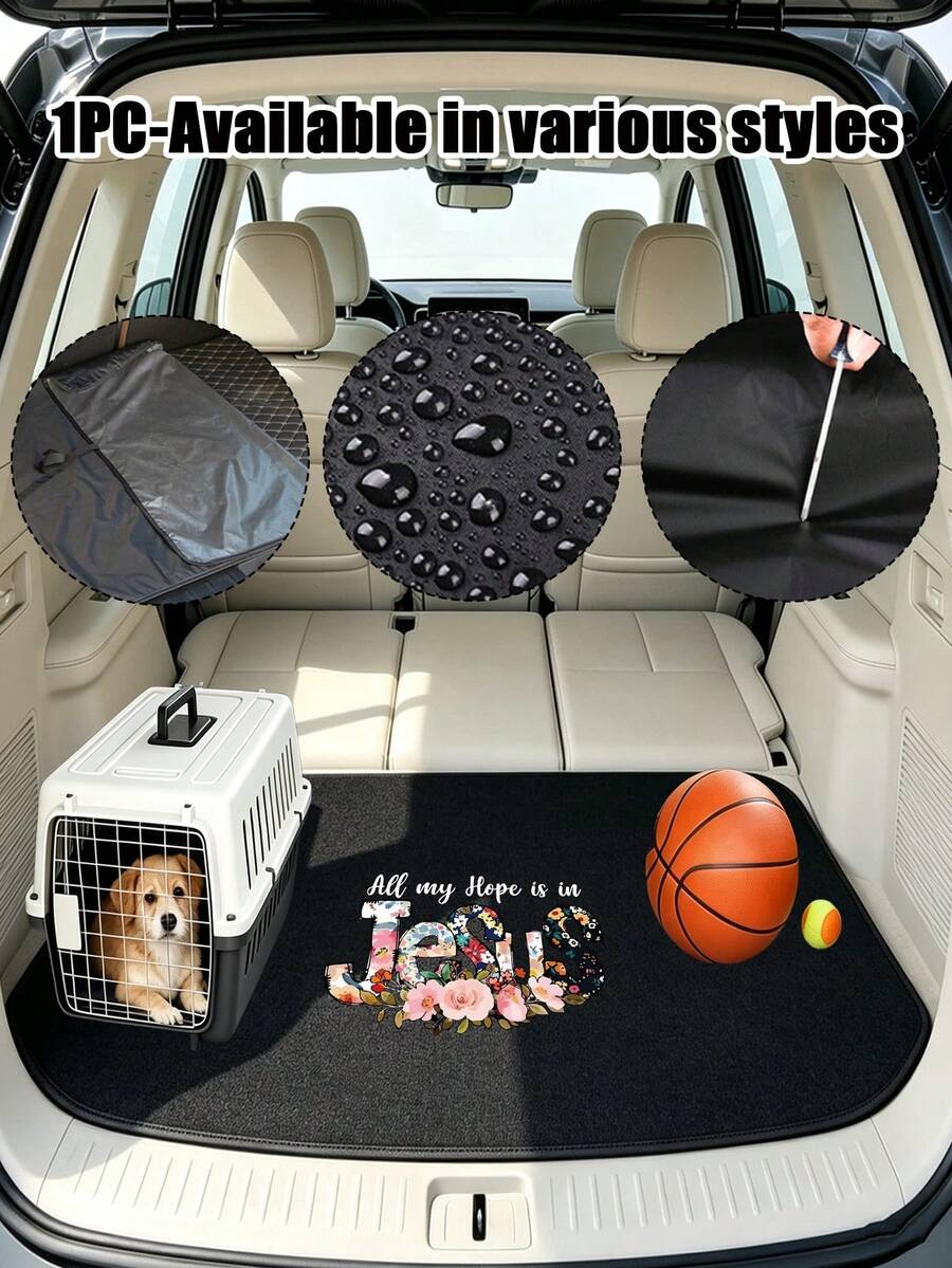 Christian Faith Jesus Print Car Trunk Mat, Waterproof Cargo Liner, Universal Anti‑Dirt Protector Pad For Sedan Truck Car Interior Accessories, Multi-Function Mat, Picnic Mat, Car Accessories, Essential For Daily Home Travel - A - View 1