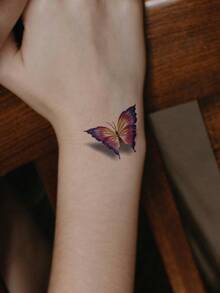 1pc Colorful Gradient Multi-Size 3D Butterfly Pattern Temporary Tattoo Sticker, Waterproof DIY Party Gift Holiday Gift Music Festival Tattoo Sticker For Arm Shoulder Neck Collarbone - Multicolor - View 2