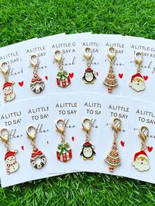 6/12 Sets Christmas Keychain Pendants, Thank You Theme Pocket Hug Gift Set, Unique Thank You Gift, Memorial Gift, Friendship Gift, Cute Pendant, Suitable For Coin Purse, Backpack And Car Key Decoration - Multicolor - View 2