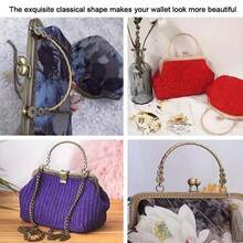 2pcs Vintage Elegant Metal Wallet Frame Handle With Buckle Lock - Fashionable Replacement Chain Set, Smooth Embossed Metal Handbag + 60cm Chain Crossbody, Bead Closure, Retro Style, Mouth Gold Bag Accessories, Handmade Fabric DIY - Multicolor - View 6