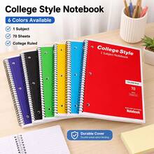70 Sheets Lined Notebook, Multi-Color Options, Large Size Vintage Style Tear-Off Loose-Leaf Notebook, 8*10.5inch, Student Daily Study Notes Register, Back To School Essential Large Notebook - Multicolor - View 10