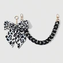 1pc Vintage Fashion Versatile Multicolor Leopard Print Bow Open Ring Chain DIY Keychain Bag Pendant, Suitable For Girls And Best Friends Daily Wear, Holiday Gift - Multicolor - View 8