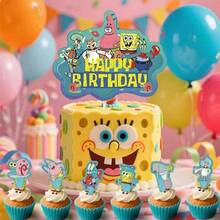 SpongeBob SquarePants Square Pants Birthday Cake Topper Set, Cartoon Cupcake Decor Toppers, Suitable For Carnival, Wedding, Birthday Decoration, Party And Christmas - View 8