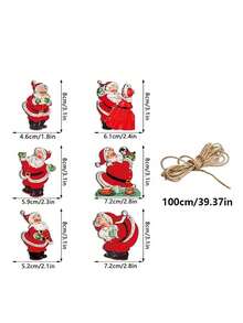 1pc/Set Wooden Christmas Hanging Banner, Featuring Santa Claus, Wreath And Reindeer Patterns, Suitable For Decorating Doors, Christmas Trees, Fireplaces And Fences, Perfect For Christmas And Christmas Eve Decorations - Multicolor - View 4