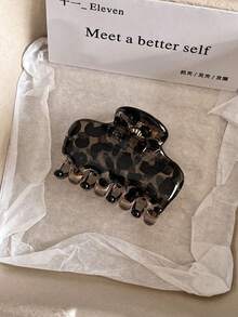2pcs/Set Vintage Translucent Leopard Print Square Shark Hair Claw Clips, Small & Large Sizes Available, Premium Acrylic Hair Clips Hair Accessories - Multicolor - View 4