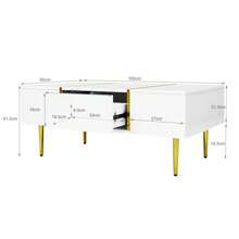 Modern High-Gloss White TV Cabinet And Coffee Table Set - White + MDF + 40-49 Inches - View 2