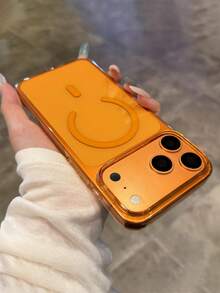奢華高透明硬 PC 磁吸手機殼，適用於 iPhone 18 Pro Max、18 Pro、17 Pro Max、17 Pro，支援無線充電，透明清澈防摔防震保護殼 - 透橙 - 查看 3