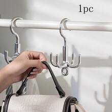 1/2pcs Durable Plastic Multi-Functional Storage Rack, Suitable For Bags And Miscellaneous Items, Easy To Install Modern Home Office Closet Organizer, Polished Smooth Surface Design - Silver - View 8