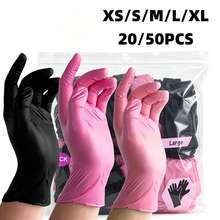 100pcs Pink & Black Nitrile Disposable Gloves - Latex-Free, Powder-Free, Suitable For Cleaning, Nail Care, Hairstyling And Tool Use - Sizes XS/S/M/L Provided - Multicolor - View 2
