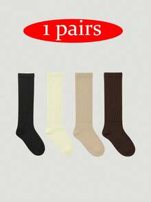 1 Pair Men's Business Vertical Striped Calf Socks, Solid Color Vertical Striped Men's Socks, High Elasticity Breathable Over-The-Knee Socks - Multicolor - View 10