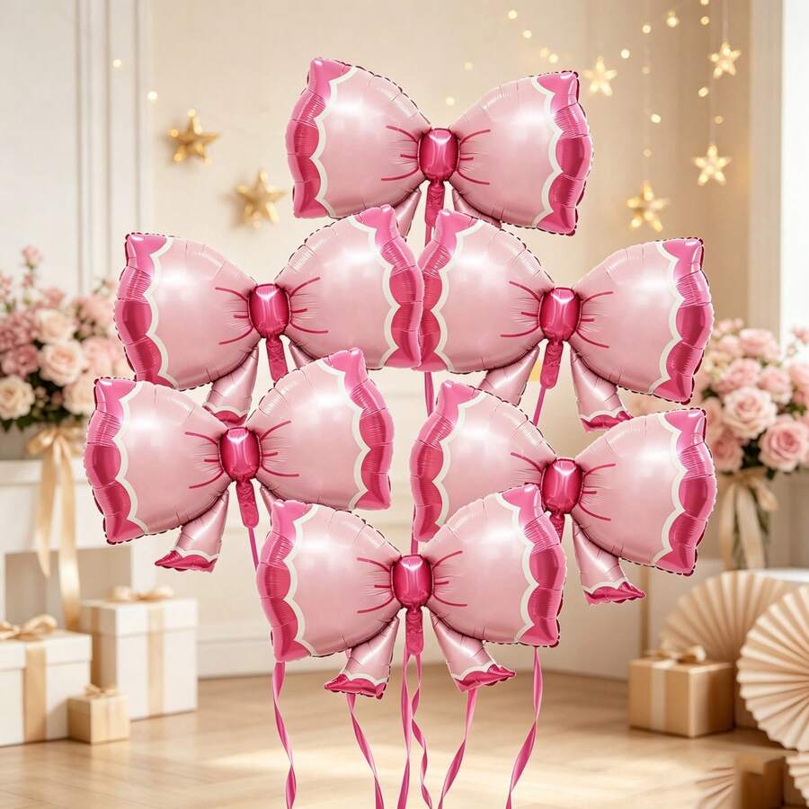 2pcs 90cm Large Pink Bow Cartoon Design Foil Balloon Set - View 1