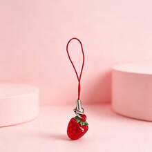 1pc Korean Style Ins Cute Strawberry Summer Fresh Fruit Keychain, Girl Car Bag Pendant, Cute Strawberry Phone Charm - Pink Or Red, Durable Acrylic Material, Perfect Match For Bags And Keys, Combines Fun And Function, Cute Phone Accessory - Multi-color - View 6
