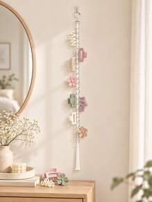 Hanging Hair Clip Storage Chain With 20 Metal Rings, Hair Clip Organizer Rack, Space-Saving Hair Accessory Storage, Suitable For Bedroom, Bathroom, Dorm, For Women And Teenagers, Christmas Gift, Gift For Her - Multicolor - View 8
