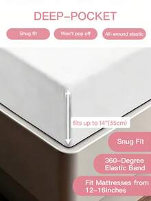 HONEYMOON 1pc Soft Comfortable Solid Color Fitted Sheet, Bed Cover Protector, Lightweight Breathable, 14 Inch/35cm Deep Pocket - Hypoallergenic, Machine Washable, Fits All Bed Sizes, Suitable For Dorms And Guest Rooms (Pillowcase Not Included), Back To School Dorm Essentials, Bedding, White - White - View 4