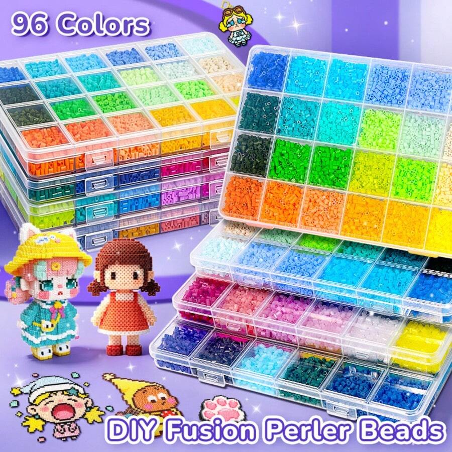 Kit creativo de cuentas fundidas de 2.6mm, llavero de rompecabezas con placa enchufable, colgante DIY, manualidad para aficionados, puede hacer varios patrones, regalos de cumpleaños, graduación, Día de San Valentín, fiesta, regalos hechos a mano para familia, amigos, compañeros de clase