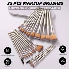 25pcs And 1pc Gift Makeup Brushes Set, Soft Dense Cosmetic Brushes For Foundation Powder Blush Eyeshadow Concealer Contour Highlight, Complete Face & Eye Makeup Brush Kit, Handles For Makeup Beginners And Daily & Party Makeup Application - Multicolor - View 2