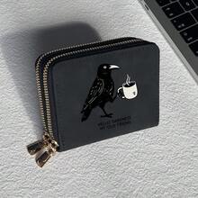 Crow Print Card Holder Lightweight Fashionable Wallet Suitable For Daily Use For Women Double Zipper Mini Wallet Purse Wallet Card Wallet - Multicolor - View 16