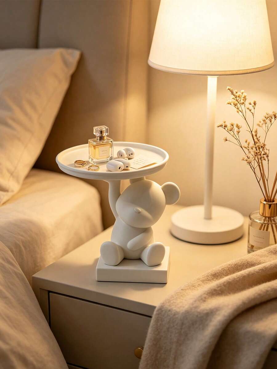 Bear Tray Jewelry Storage Decor, Living Room Desktop Organizer And Home Decoration, Multi-Functional Desktop Decor, Suitable For Jewelry, Keys, Wireless Earphones And Other Small Items Storage, Home Decor Or Commemorative Gift - Multicolor - View 1