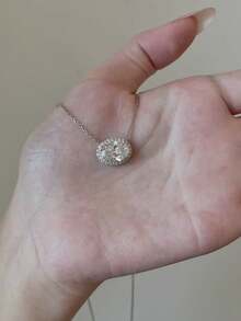 Kalung Liontin Telur Merpati untuk Wanita, Batu Permata Potongan Bunga Es, Berlian Karbon Tinggi, Desain Niche, Rantai Tulang Selangka Mewah Ringan - Kalung telur merpati - View 3