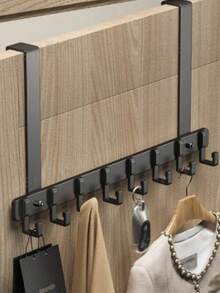 1pc Door Hook For Hanging Clothes, Bags, Etc., Black & White Dual-Color Practical Designer Style, Non-Damaging Door Hook, Suitable For Various Door Panels, Wardrobes, Bathrooms, Toilets, Kitchens, Home Storage Solution - Multicolor - View 14