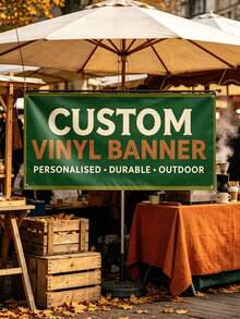 1pc Personalized Vinyl Banner, Custom Text/Logo/Image, Indoor/Outdoor Use, Custom Commercial Advertising And Birthday Banner, Waterproof Indoor/Outdoor Sign, Full Color Custom Text And Logo, Suitable For Weddings, Birthdays, Holidays And More - Multicolor - View 2