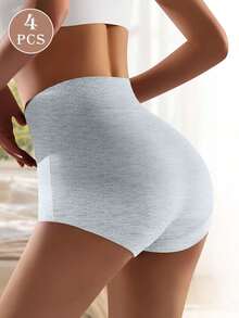 MEIYATING 4件組女款棉質高腰收腹舒適內褲 - 灰色 - 查看 4