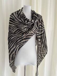 Vintage Zebra Print Scarf, Fashionable Long Style, Stylish Scarf, Warm And Elegant Accessory, Suitable For Gifting - Multicolor - View 4