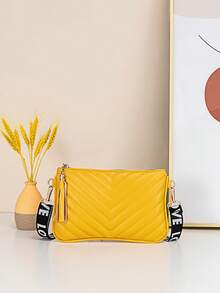 1pc Women's New Rhombus V-Pattern Crossbody Small Bag, Personalized Letter Webbing Strap, Portable Daily Carry Bag - M1215 - View 15