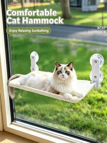 Cat Window Hammock, Wireless Cat Perch, Foldable Sturdy Lounger, Upgraded Suction Cups, Easy To Assemble, Indoor Cat Bed, Holds 55 Lbs, All Seasons, Breathable Soft, Gift, Present, Celebration - Large (52*30cm) - View 1
