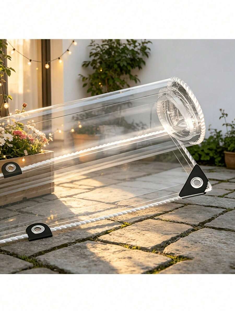 Heavy Duty Tear-Resistant Transparent Waterproof PVC Vinyl Tarp Cover, Winter Snow Protection, With Grommets, Suitable For Patio Accessories, Outdoor Camping Tents, Plant Greenhouses, Chicken Coops