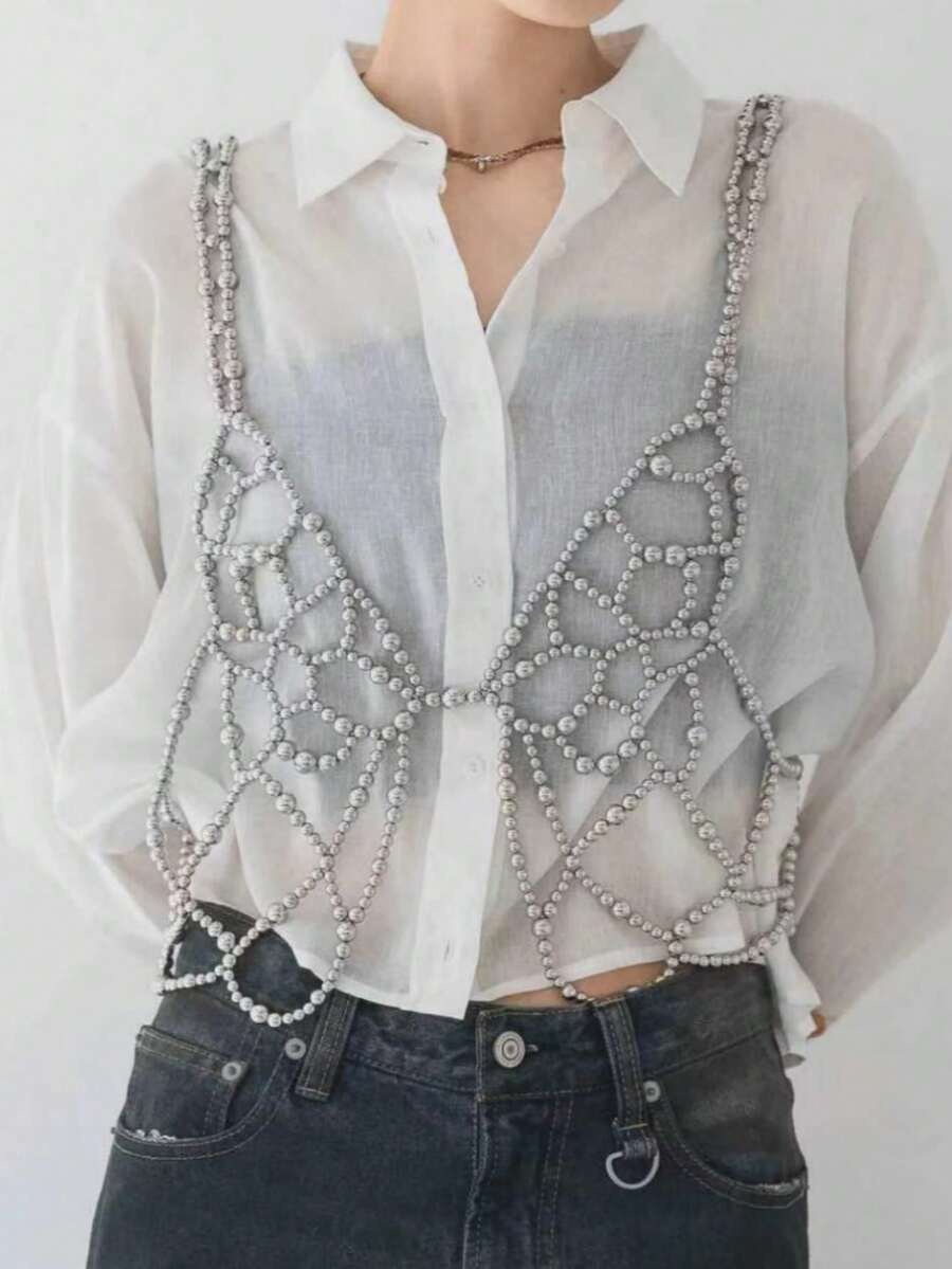 DEKUNER 1 buah Tank Top Kupu-Kupu dan Mutiara untuk Gadis Manis, Hiasan Mutiara yang Indah, Desain Kupu-Kupu yang Lucu, Camisole Feminin, Cocok untuk Acara Santai dan Sebagai Lapisan Tambahan - Hitam - View 1