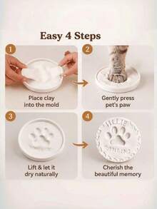4pcs White Soft Clay DIY Pet Owner Keepsake Cat Dog Paw Print - 4 Pieces - View 6